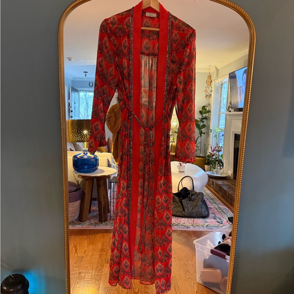 Choices Vibrant Red Patterned Kimono